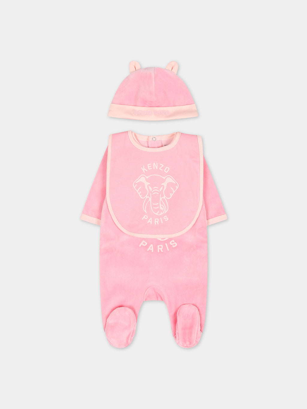Pink set for baby girl with print and logo